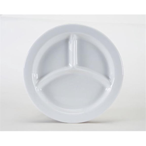 Tuxton China BPA-0903 3 9 in. Compartment Plate - Porcelain White - 1 Dozen