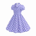 thumbnail image 2 of TIREOW Girls Cute Dress Vintage Polka Dot Peter Pan Collar Puff Short Sleeve Dresses Swing Party Rockabilly Dress Wedding Casual Dress, 2 of 6
