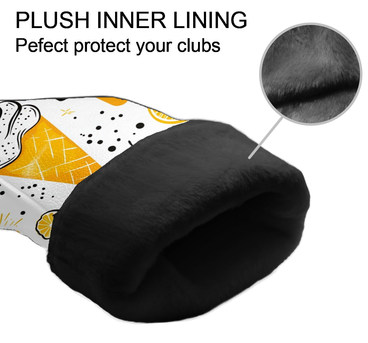 Golf Club Covers PU Leather Waterproof Head Covers for Fairway Woods Hybrids Ice Cream Pattern