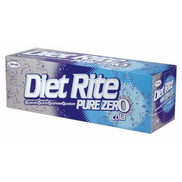 Diet Rite Pure Zero Diet Cola Soda, 12 oz, 24pk, All Natural Family ...