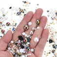 thumbnail image 4 of Uxcell 30g Mix Pearls and Rhinestones 3-10mm Resin Flatback Pearls Rhinestones and Half Pearls Silver White Black, 4 of 6