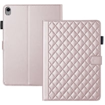 For iPad (A16) 11th/10th Gen 11/10.9 inch 2025/2022 Case, Rhombus Pattern Multiple Viewing Angles Stand Slim Folio Cover (Rose Gold)