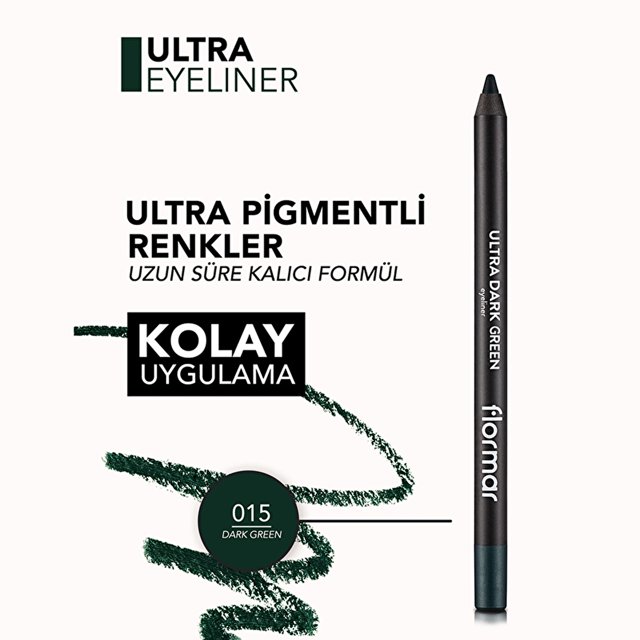 Flormar Ultra Crayon pour les Yeux Mat à Pointe Pigmentée Intense et Douce 014 Vert Foncé