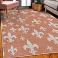 thumbnail image 3 of Fleur De Lis Decorative Rug, Lily Pattern Classic Retro Royal Vintage European Iris Ornamental Art, Quality Carpet for Bedroom Dorm and Living Room, 6 Sizes, Dark Salmon, by Ambesonne, 3 of 4
