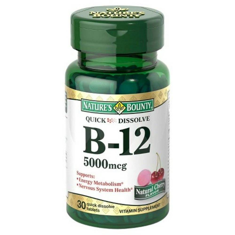 Nature's Bounty Vitamin B12 5000 mcg Quick Dissolve Tablets, Natural