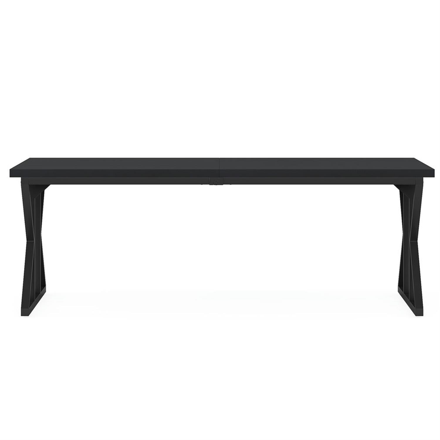 Demi Bonn 78" Industrial Two Computer Desk with Metal Frame, Modern Double Study Writing Gaming Table for Home Office, Black