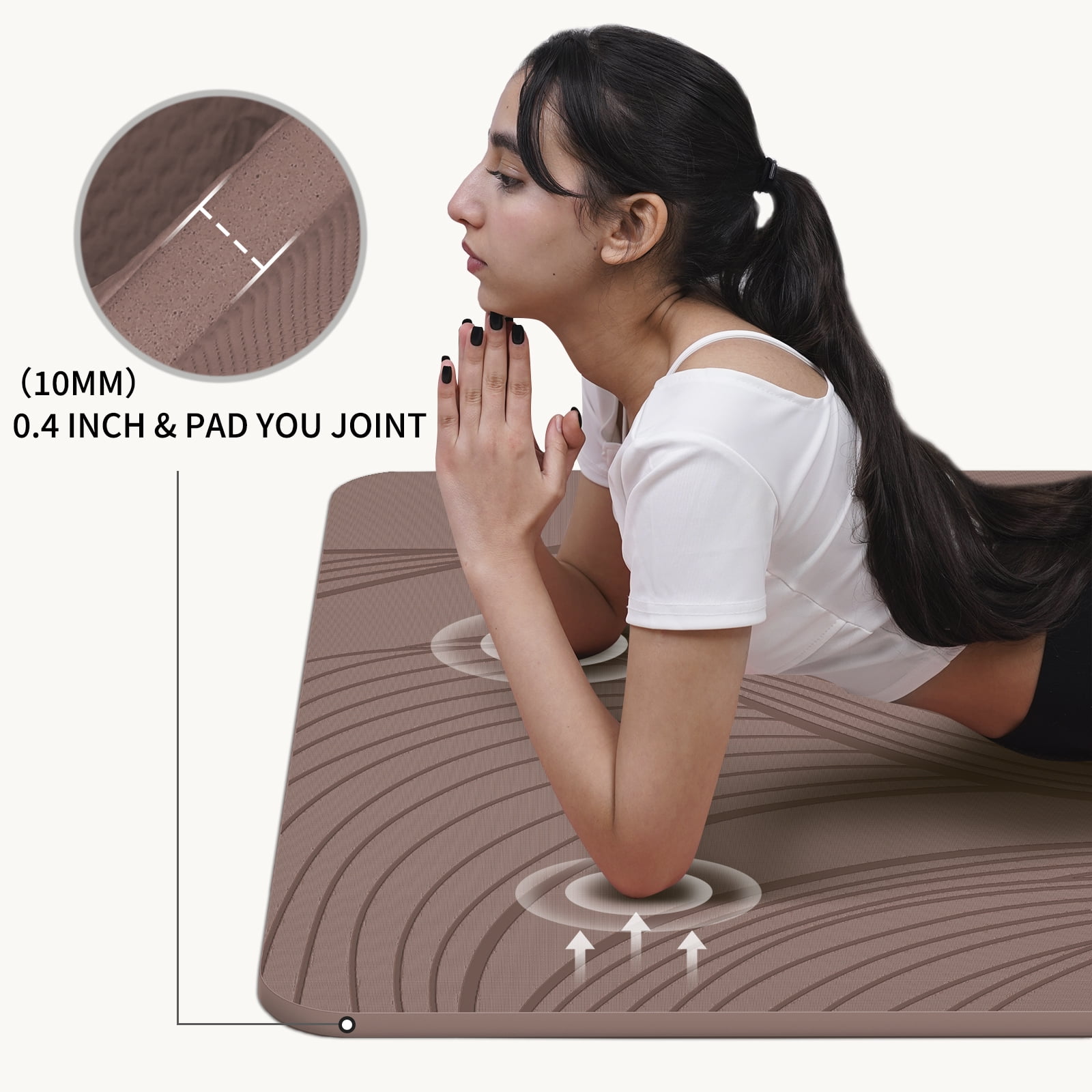 4W Wide Yoga Mats, Extra Large 35" x 72" Pilates Matt, 10mm Thick Non Slip, TPE Tear-Resistant Exercise Mats for Home Workouts(Brown)