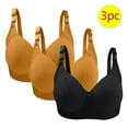 thumbnail image 2 of Bigersell Push up Btas for Women Discouts 3pc Woman's Plus Size Solid Color Without Underwire Gathering Comfortable Bras Daily Bra Push-Up Bra Style F-1220 Black 44/100, 2 of 2