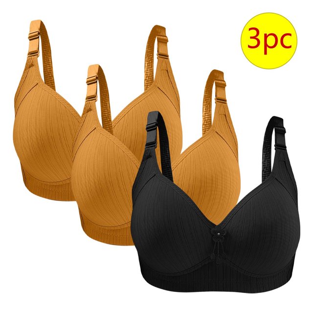 Bras for Women, 3PC Womans Large Size Solid Color Without Steel Ring Gathering Comfortable Bras Daily Bra