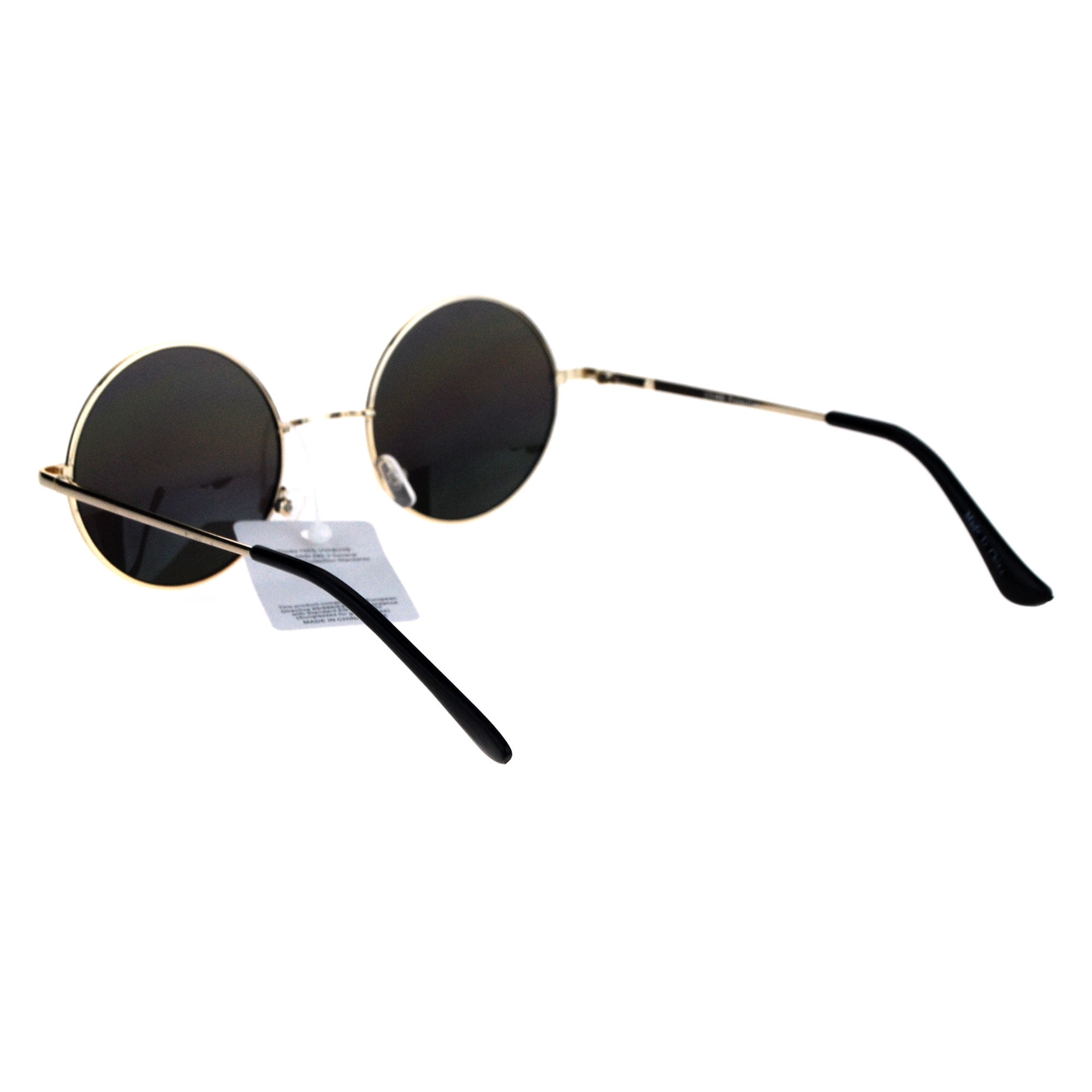 John Lennon Circle Lens mirrored Mirror Lens Wire Rim Round Sunglasses Gold  Rainbow 
