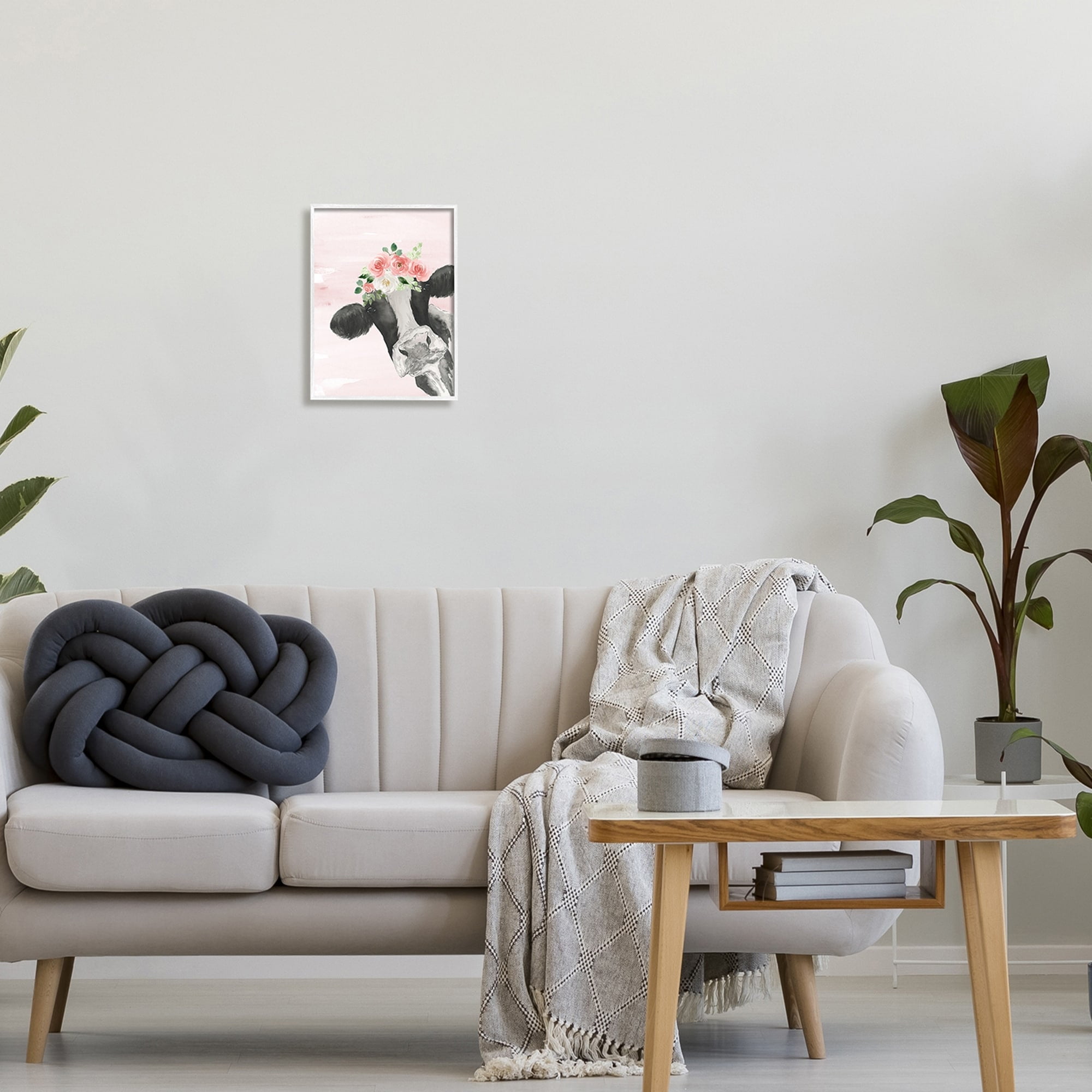 Stupell Industries Dairy Farm Cow Watercolor Portrait Pink Floral Crown, 11 x 14, Design by Lucille Price