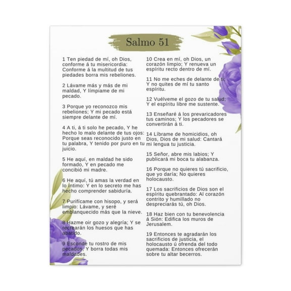 Salmo 51 Impresion De Arte Crist en la Pared Lista Para Colgar in Spanish Ready to Hang Bible Canvas Unframed
