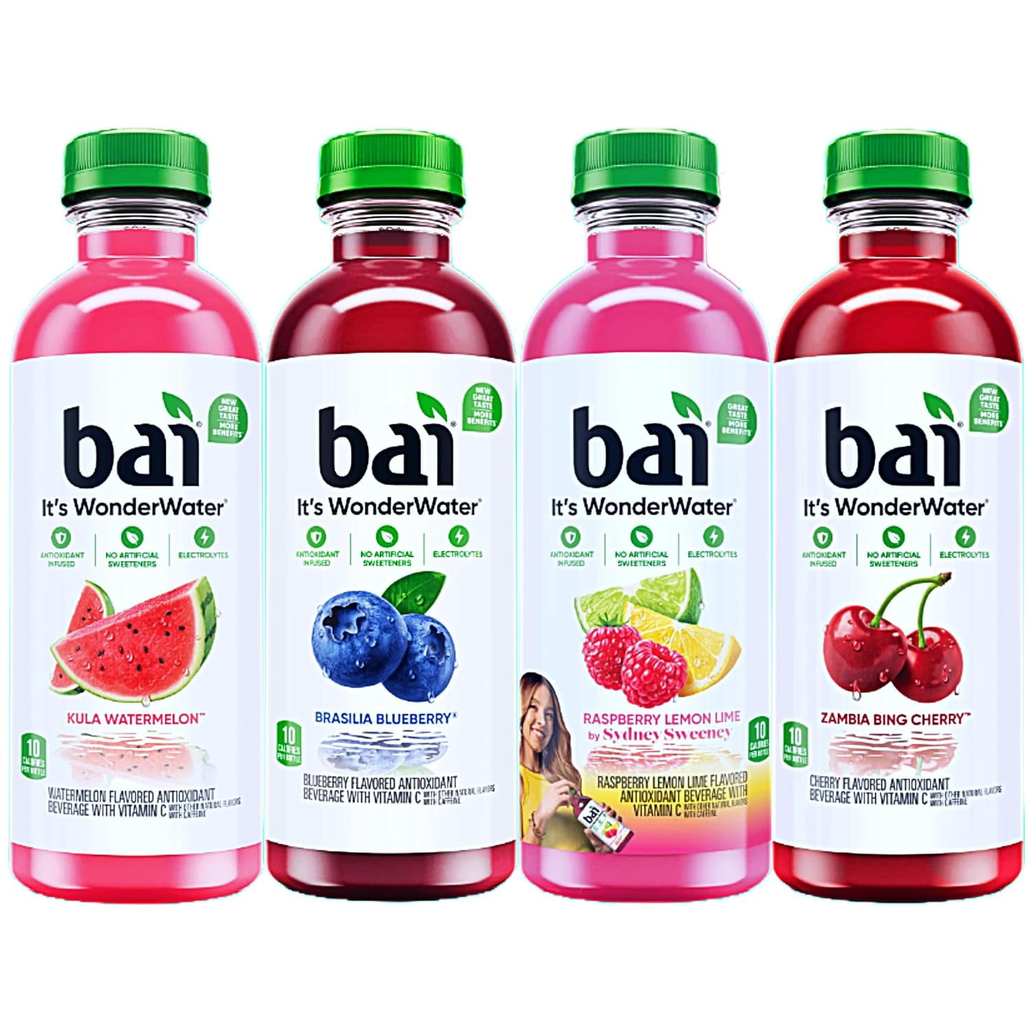 Bai Drinks | Flavored Water Assortment of Blueberry, Cherry, Watermelon, Strawberry , Clementine, Coconut is Gluten Free, Non GMO , Vegan and Kosher | Antioxidant Infused Drinks, 18 FL OZ Pack of 5 |