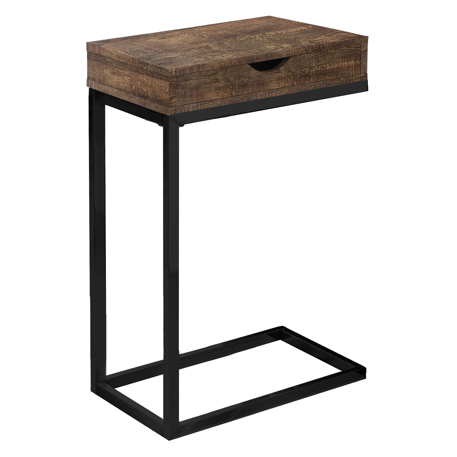 Monarch Specialties I 3407 Grey Reclaimed Wood Look & Black & Drawer Accent Table