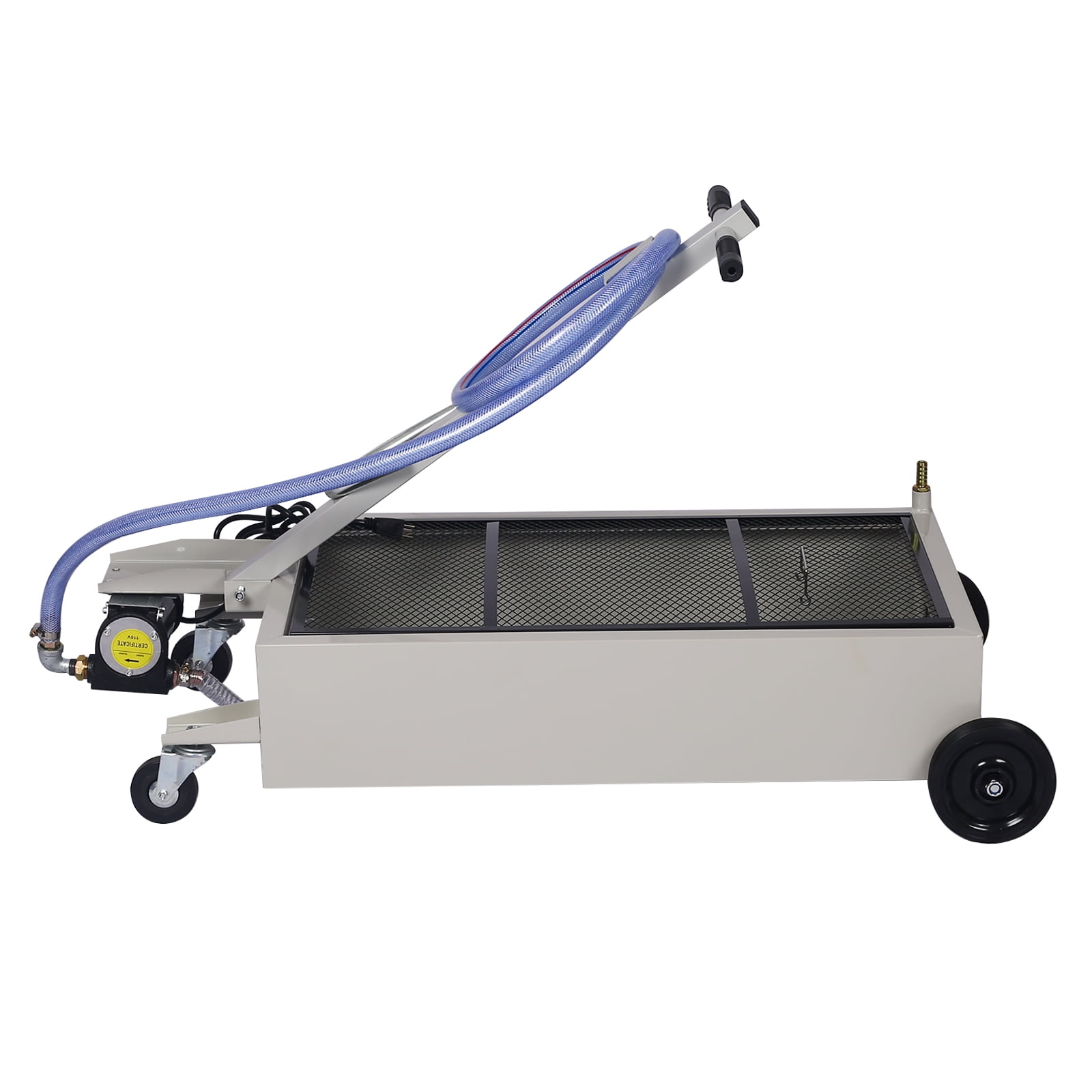 Oil Drain Pan 20 Gallon Oil Drain Tank with Electric Pump, Portable Low Profile Oil Drain Pan, Large Capacity Truck Oil Change Pan with Hose, Swivel Casters Wheels for Car SUV Trucks, Gray