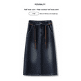 thumbnail image 7 of 2025 Fall Fashion Women's Denim Pencil Skirt, High Waist Slimming Mid-Length Bodycon Skirt with Back Slit, 7 of 7