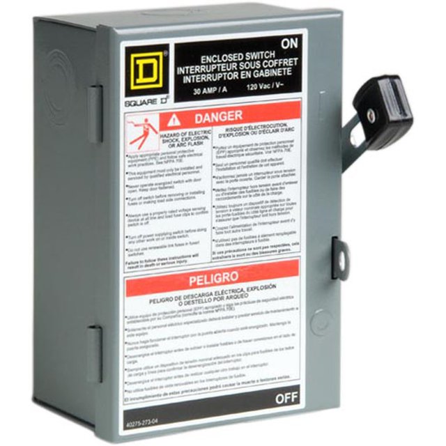 SQUARE D BY SCHNEIDER ELECTRIC 30-Amp Light-Duty 1-Plug Safety Switch Schneider Electric NA