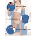 thumbnail image 6 of MAYFISH Women 100% Cotton Robe Summer Short Sleeve Zip Front Robes Soft Knit Lightweight Bathrobe 1Piece(Blue,2XL), 6 of 7