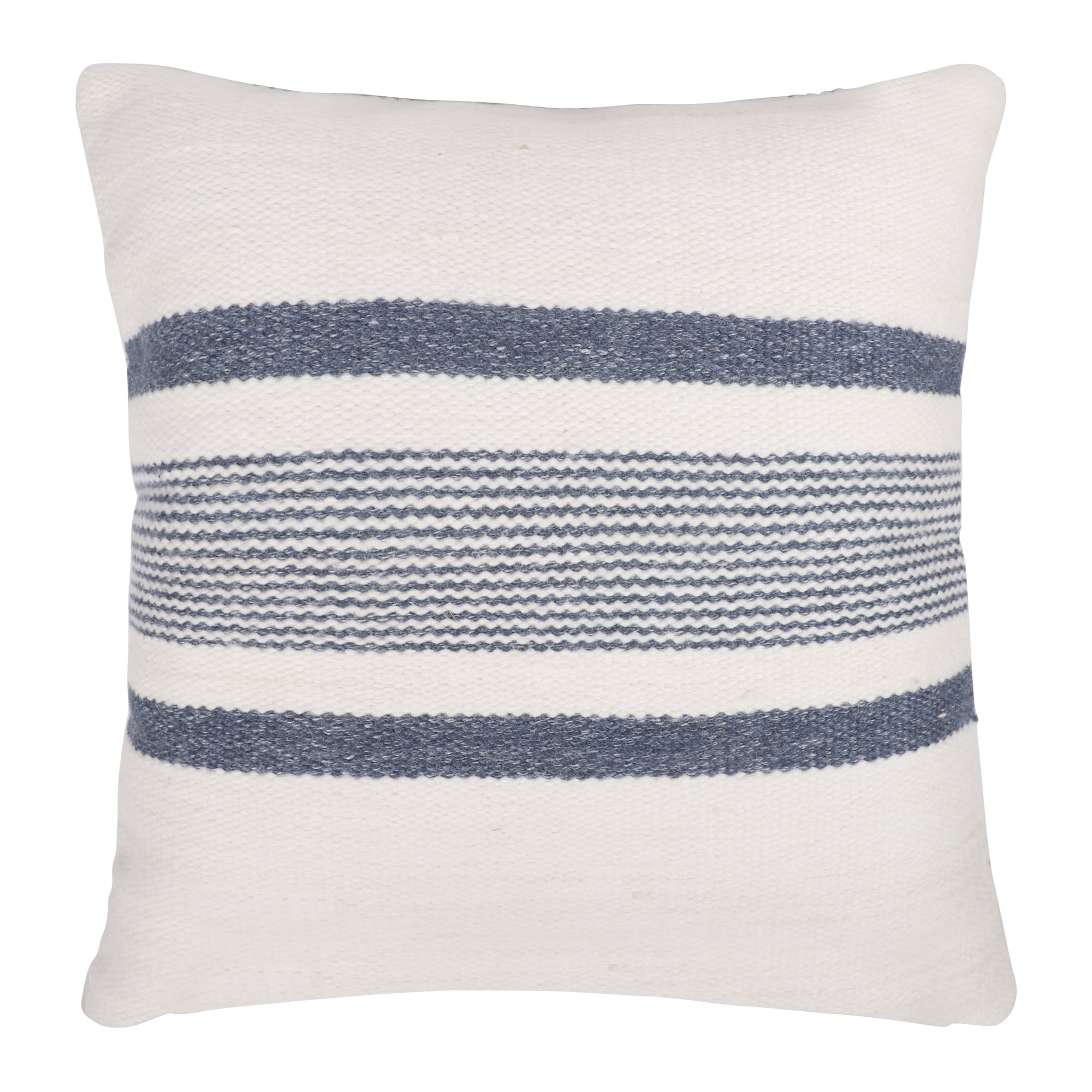 Ox Bay Petra 20" x 20" Navy/White Striped Reversible Indoor/Outdoor Adult Decorative Throw Pillow