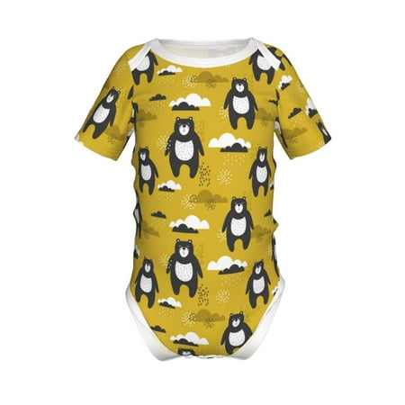 

Gaeub Cartoon Bear Yellow Print Infant Climbing Onesie Toddler Outfit Newborn Baby Bodysuit Baby Boy Girl Clothes -18 Months