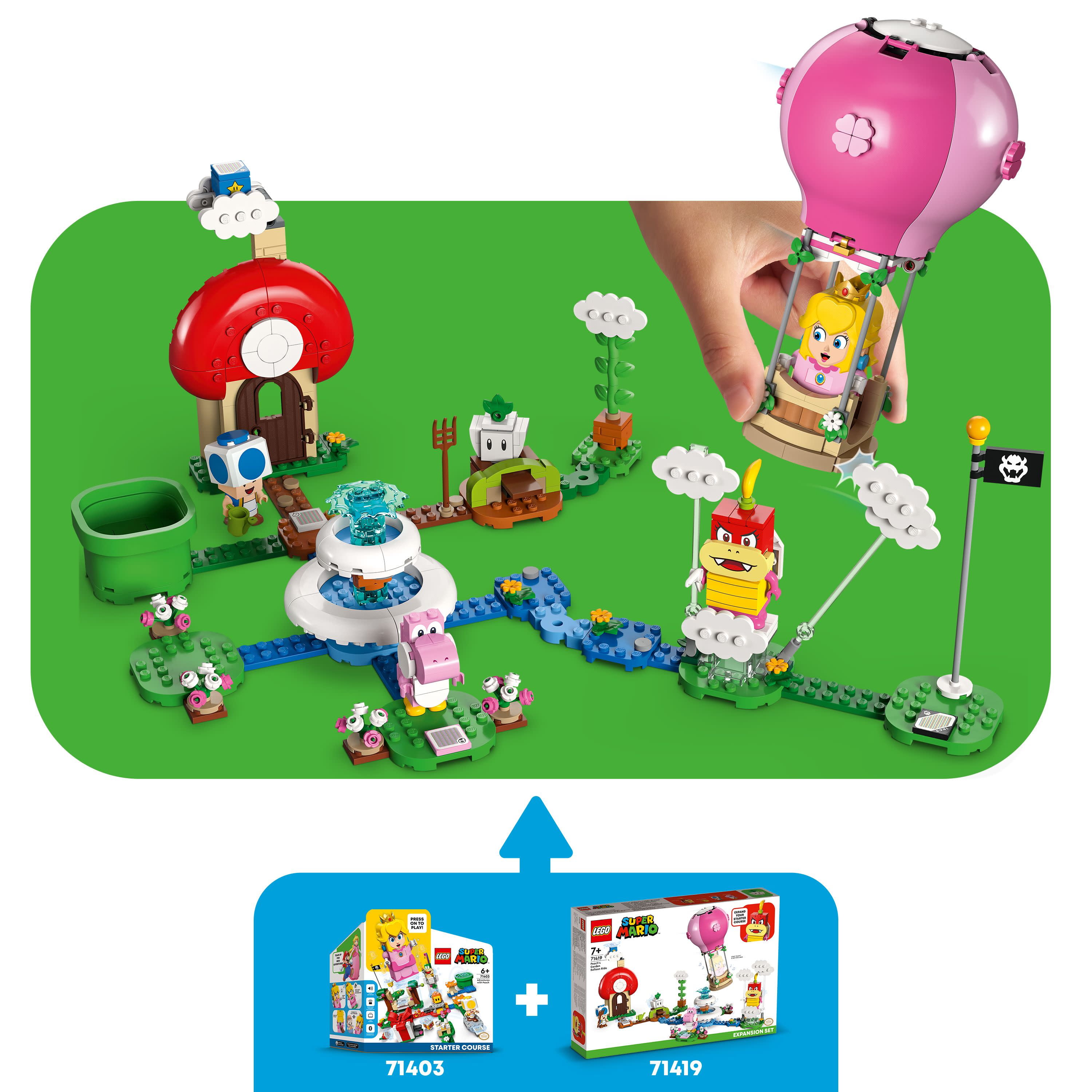 LEGO Super Mario Peach's Garden Balloon Ride Expansion Set 71419 with Pom Pom, Blue Toad and Pink Yoshi, Building Toy Game, Gift Idea for Kids Aged 7 Plus