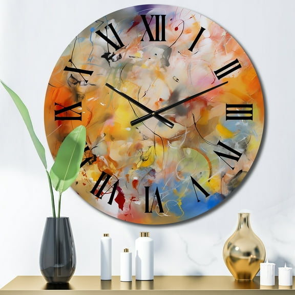 Designart "Whirling Color Dance VII" Minimalism Oversized Wall Clock