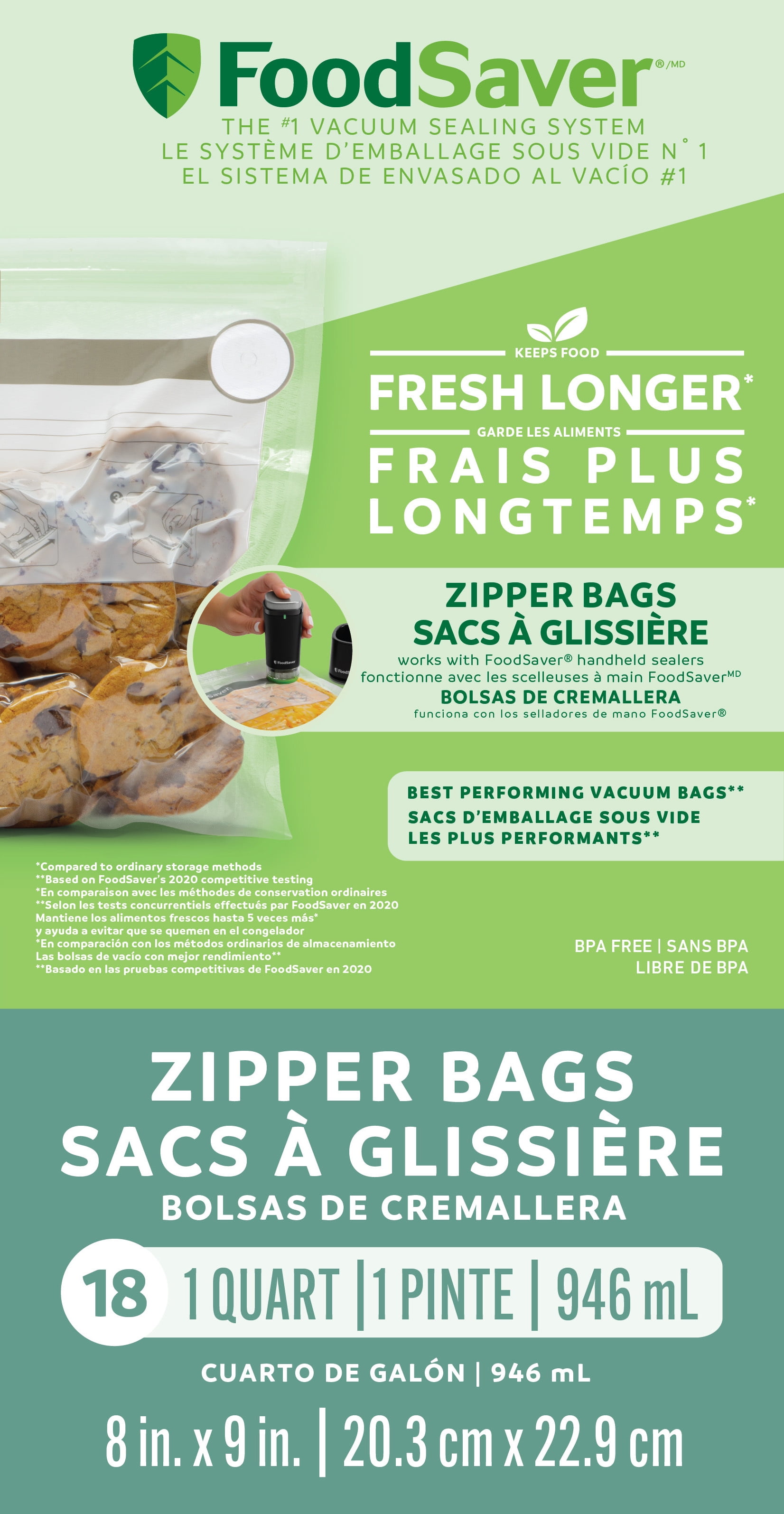 foodsaver freshsaver quart vacuum zipper bags