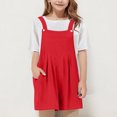 thumbnail image 1 of hengsof Toddler Overalls Shorts Adjustable Shoulder Strap Rompers Summer Casual Style Bib Style Overalls Shorts with Pockets Ages 5-14, 1 of 7