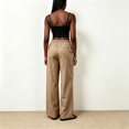 thumbnail image 4 of Sewkxo Women's Wide Leg Beach Pants Elastic Waist Lightweight Casual Palazzo Lounge Trousers with Pockets,Coffee XL, 4 of 5