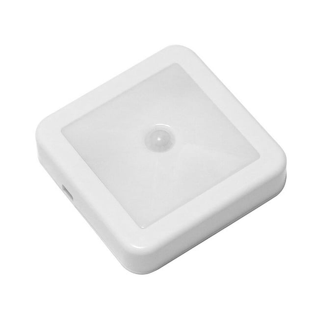 Justharion Rechargeable 6 LED Square Sensor Night Lights PIR Induction Under White Rechargeable 1Set
