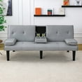 thumbnail image 2 of Gewnee 67 Inch Futon Sofa Bed,PVC Loveset Sofa with Cup Holder,Modern Sleeper Couch Bed for Apartment/Dorm/Small Office.Light Grey, 2 of 12