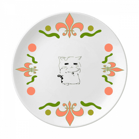 

Cat Pet Map Art Deco Fashion Flower Ceramics Plate Tableware Dinner Dish