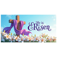 thumbnail image 2 of He Is Risen Easter Banner Cross Background with Butterflies and Eggs for Spring Religious Celebration Church Decorations Backdrop Photography Props, 2 of 4