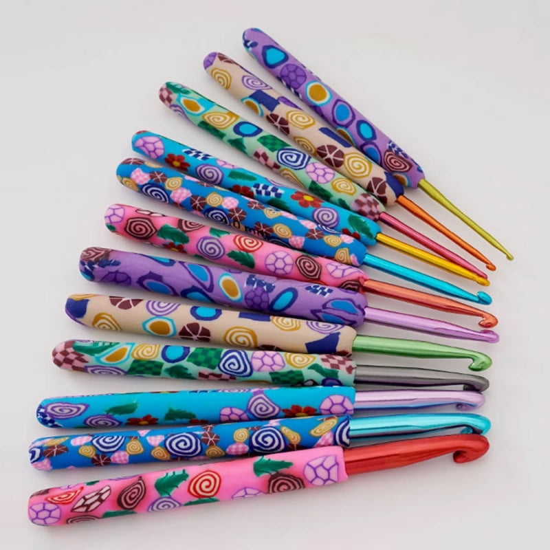 Zecic 12 Pcs Crochet Hook Set 2.0mm-8.0mm Crochet Needle Ergonomical Crochet Needle Colorful Knitting Needle for Craft Project