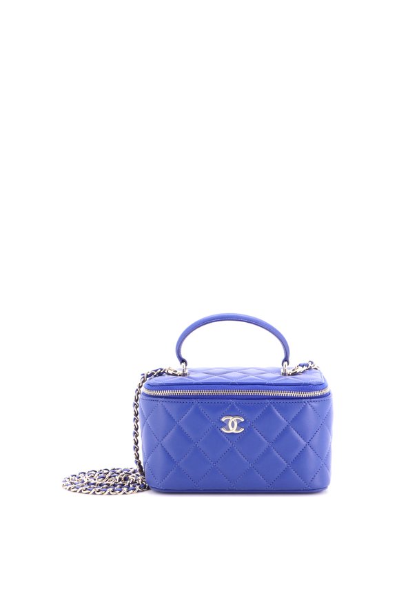 Pre-Owned Classic Top Handle Vanity Case with Chain Quilted Lambskin Small By Rebag