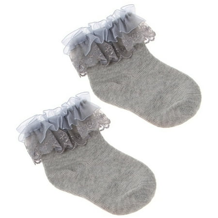 

harmtty Newborn Baby Girl Breathable Cotton Elastic Princess Lace Socks Gray S