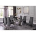 thumbnail image 2 of Clear Glass Dining Set with Table and 6 Gray Velvet Chairs, 2 of 4