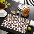 thumbnail image 3 of Brown Footballs Repeat Pattern Summer Placemats Table Placemats Set Of 6-Linen Kitchen Washable Placemats Table Mats 11.8"x17.7"Non-Slip Heat Resistant, 3 of 5