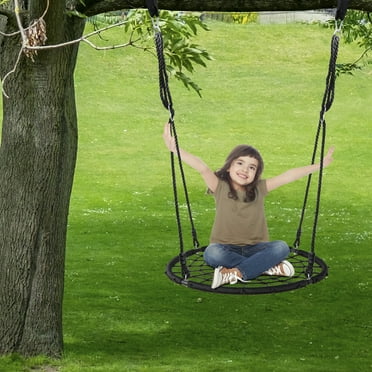 ZENSTYLE 40" Kids Spider Web Tree Net Swing Round Spider Net Swing Capacity 600 lbs, Black