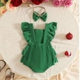 thumbnail image 5 of Bigetiay Toddler Girls Christmas Outfits Ruffled Sleeve Romper Bodysuits Headbands Set, Size 6-12 Months, 5 of 7