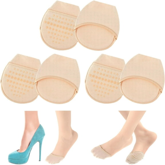 3 Pairs Toe Topper Socks No Show Liner Half Socks For Women With Padding Liner Socks Non-Skid Bottom, No Show Socks Women Non Slip Heel