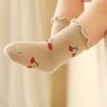 thumbnail image 4 of Laklulu 5 pares de calcetines para bebés de primavera y verano, calcetines para recién nacidos con encaje de hongos de algodón, serie Cherry Floret, 4 of 5