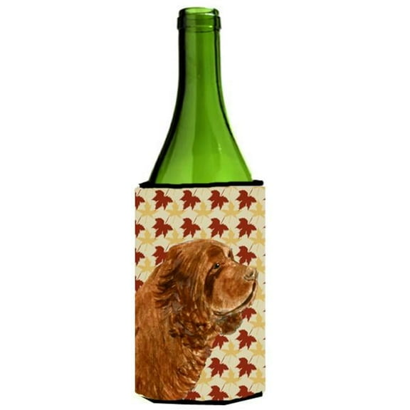 Sussex Spaniel Fall Leaves Portrait Wine Bottle   Hugger - 24 oz.