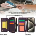 thumbnail image 3 of Dteck Crossbody Wallet Case for iPhone 14 Pro RFID Blocking 7-Card Holder Soft PU Leather Magnetic Closure Shoulder Strap Zipper Pocket Phone Case Fit for iPhone 14 Pro,Purple, 3 of 9
