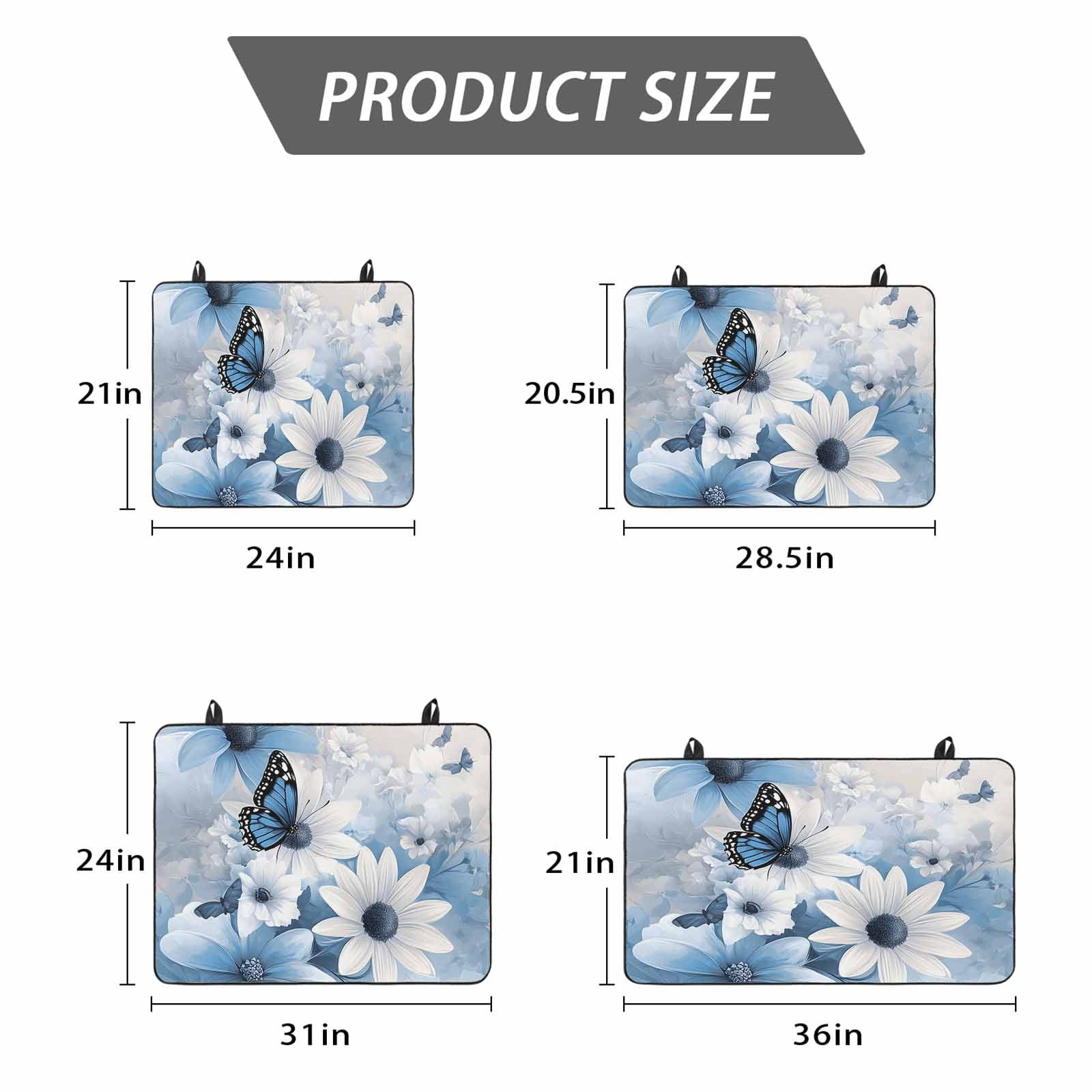 Blue White Floral Stove Top Cover for Electric Stove, Heat-proof & Non Slip Glass Top Stove Cover Protector, Elegant Rustic Butterfly Botanical Kitchen Flat Cooktop Rubber Mat 24x21 Inches