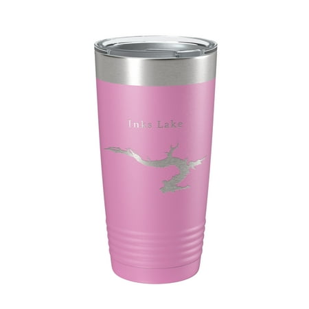 

Inks Lake Map Tumbler Travel Mug Insulated Laser Engraved Coffee Cup Texas 20 oz Light Purple