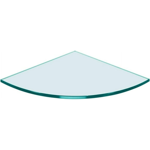 Dulles Glass 12" x 12" Quarter Round Floating Glass Shelf - Shelf Only - Tempered - 3/8" Thick - Flat Polished Glass