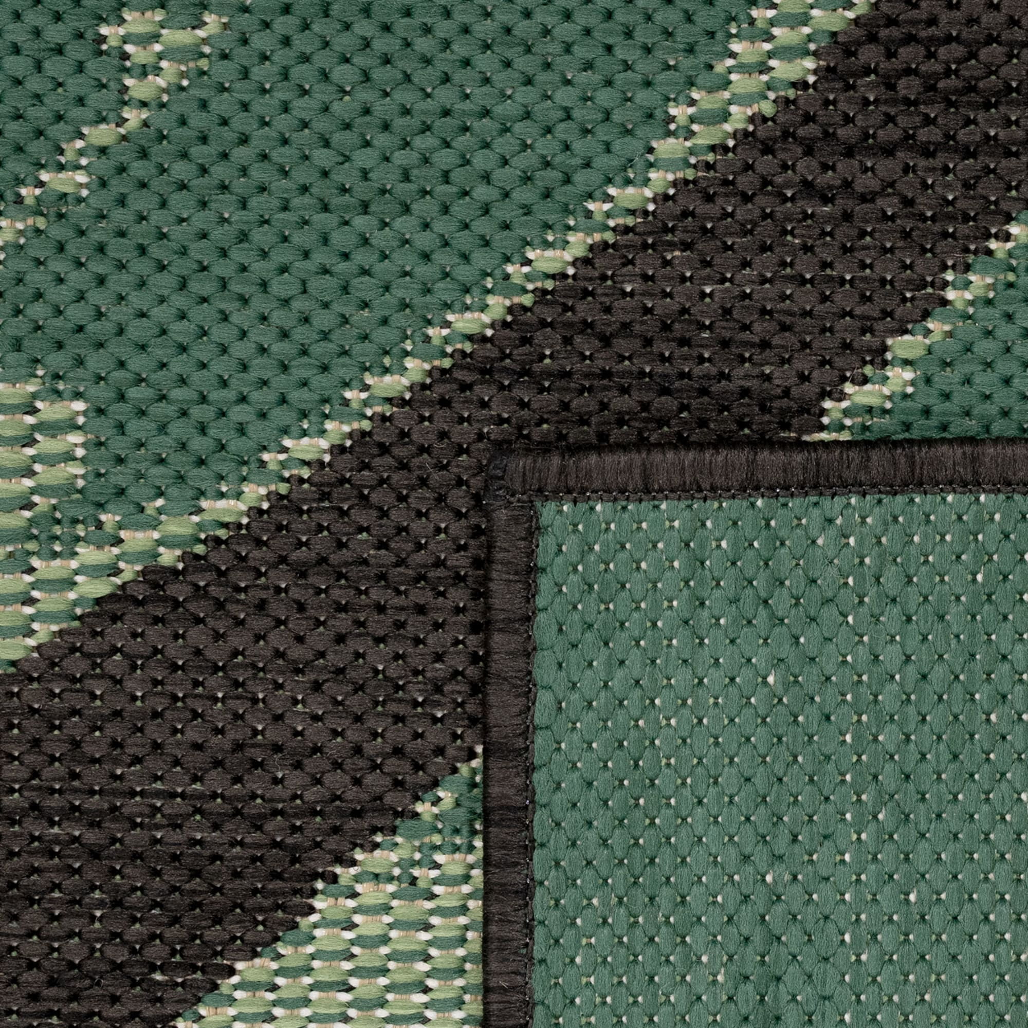Paco Home Tropical Outdoor Rug Palm Leaves Design in Green Black - 2' x 3'3" (2'x3')