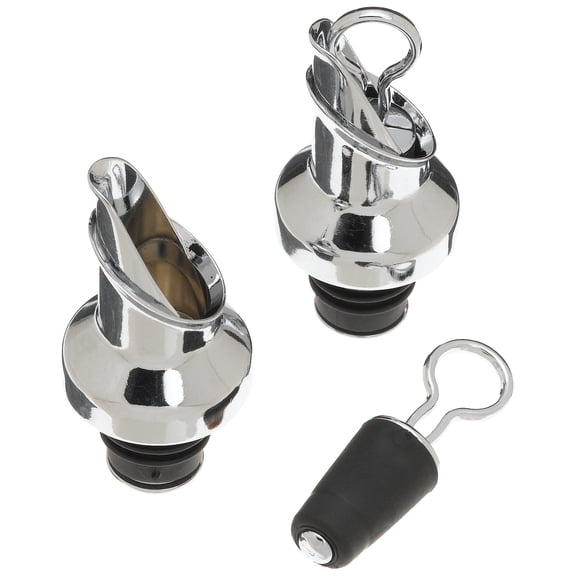 Prodyne Wine Pourer/Stopper, Set of 2, 1.5"W x 4.8"H, Silver