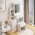 Compact Small Size Left Bedside Vanity Table with Cushioned